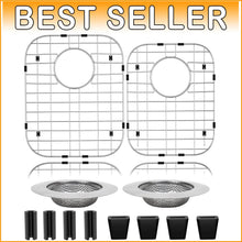 Load image into Gallery viewer, Multifunctional Stainless Steel Sink Rack Set - Draining Grids for Double Sinks