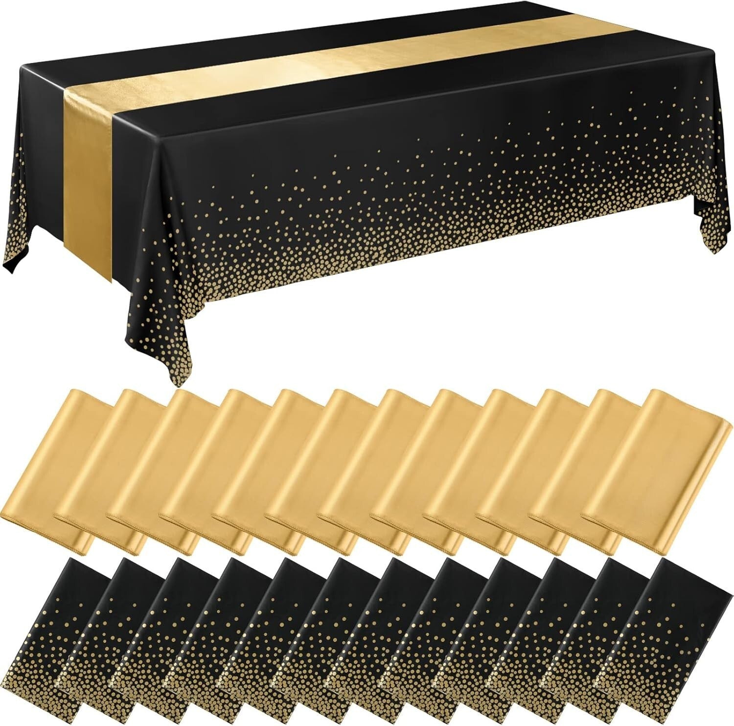 54x108 inch Black Disposable Tablecloths with Satin Runners for Luxurious Events