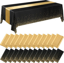 Load image into Gallery viewer, 54x108 inch Black Disposable Tablecloths with Satin Runners for Luxurious Events