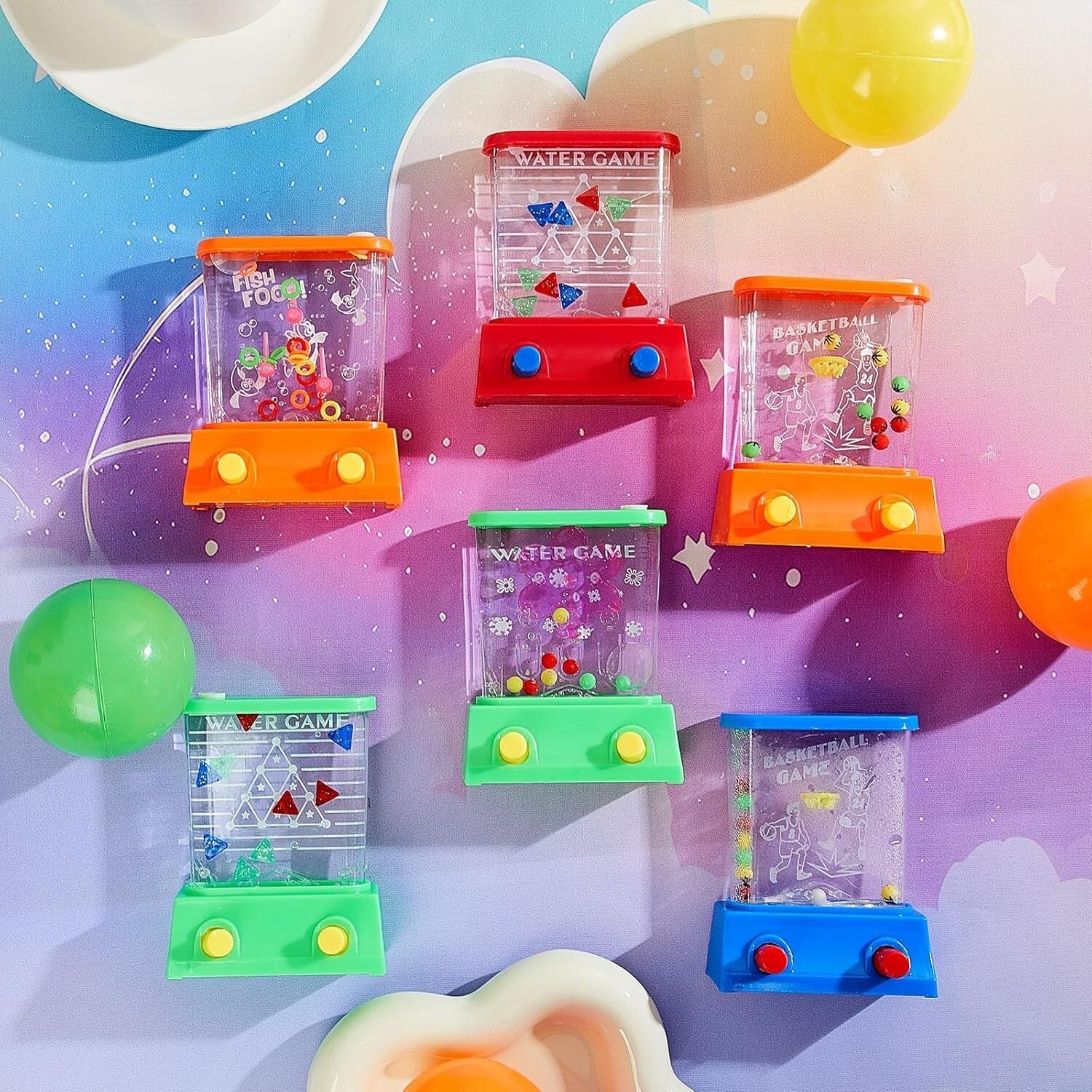 60 Retro Water Ring Toss Games - Portable Mini Arcade Toys for All Ages