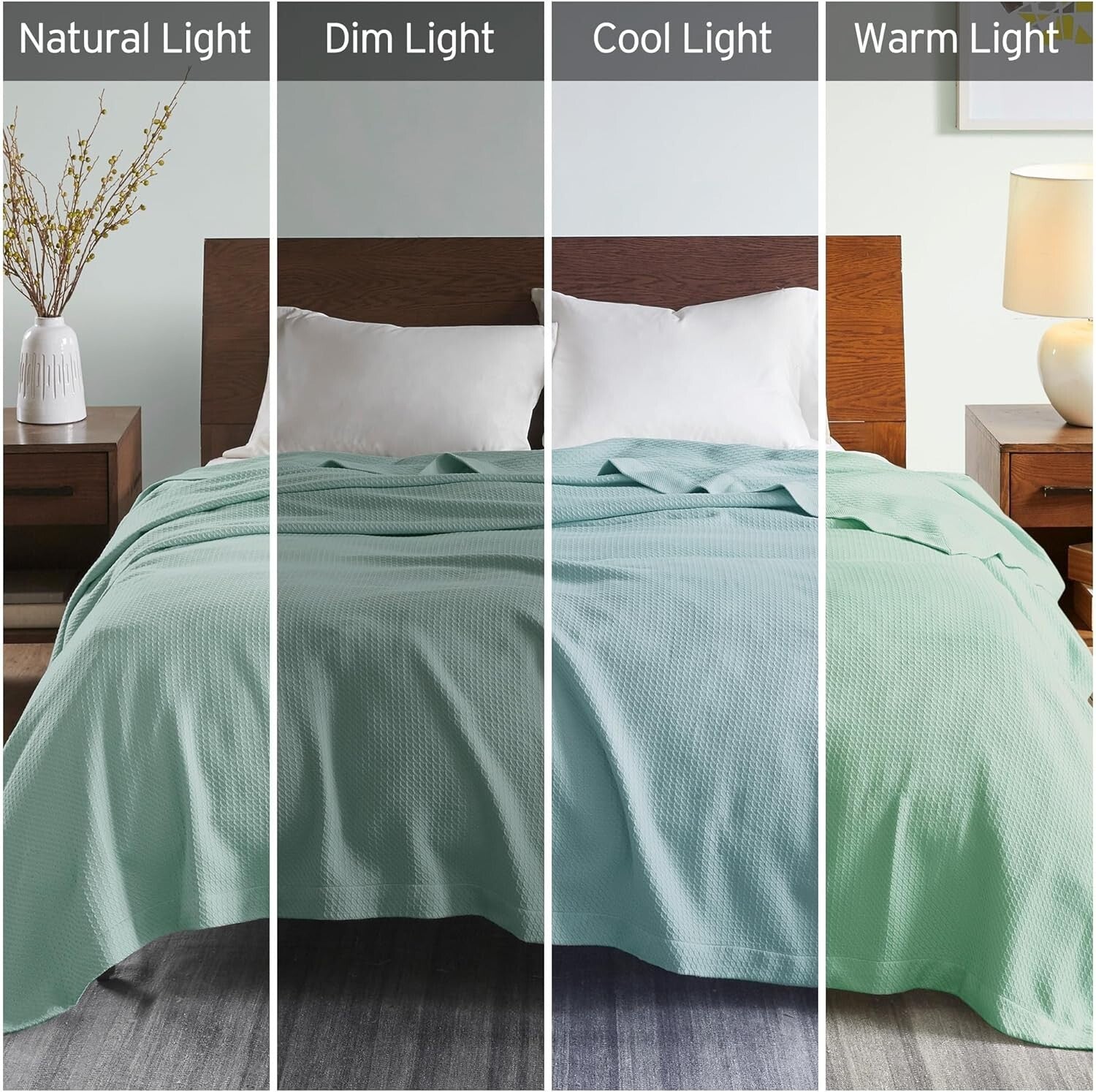 Cozy Egyptian Cotton Waffle Knit Blanket – Machine Washable Full/Queen Size