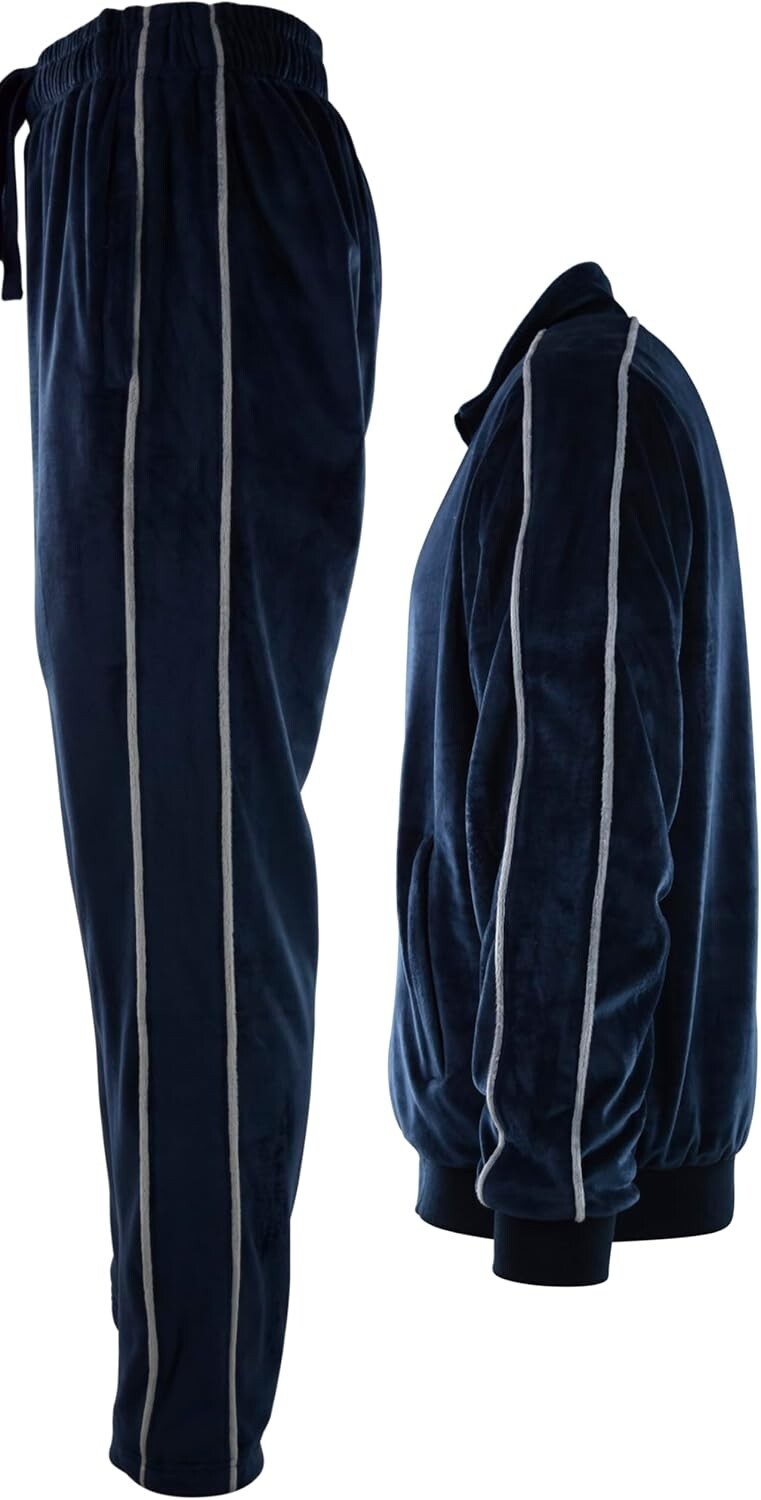 Heavyweight Men's Velour Set - Zippered Pockets & Stretch Fabric for Comfort