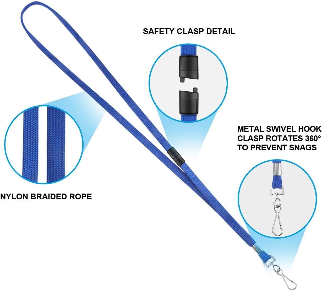 Bulk 100 Breakaway Safety Lanyards with Clear 3x4 ID Badge Holders for Events