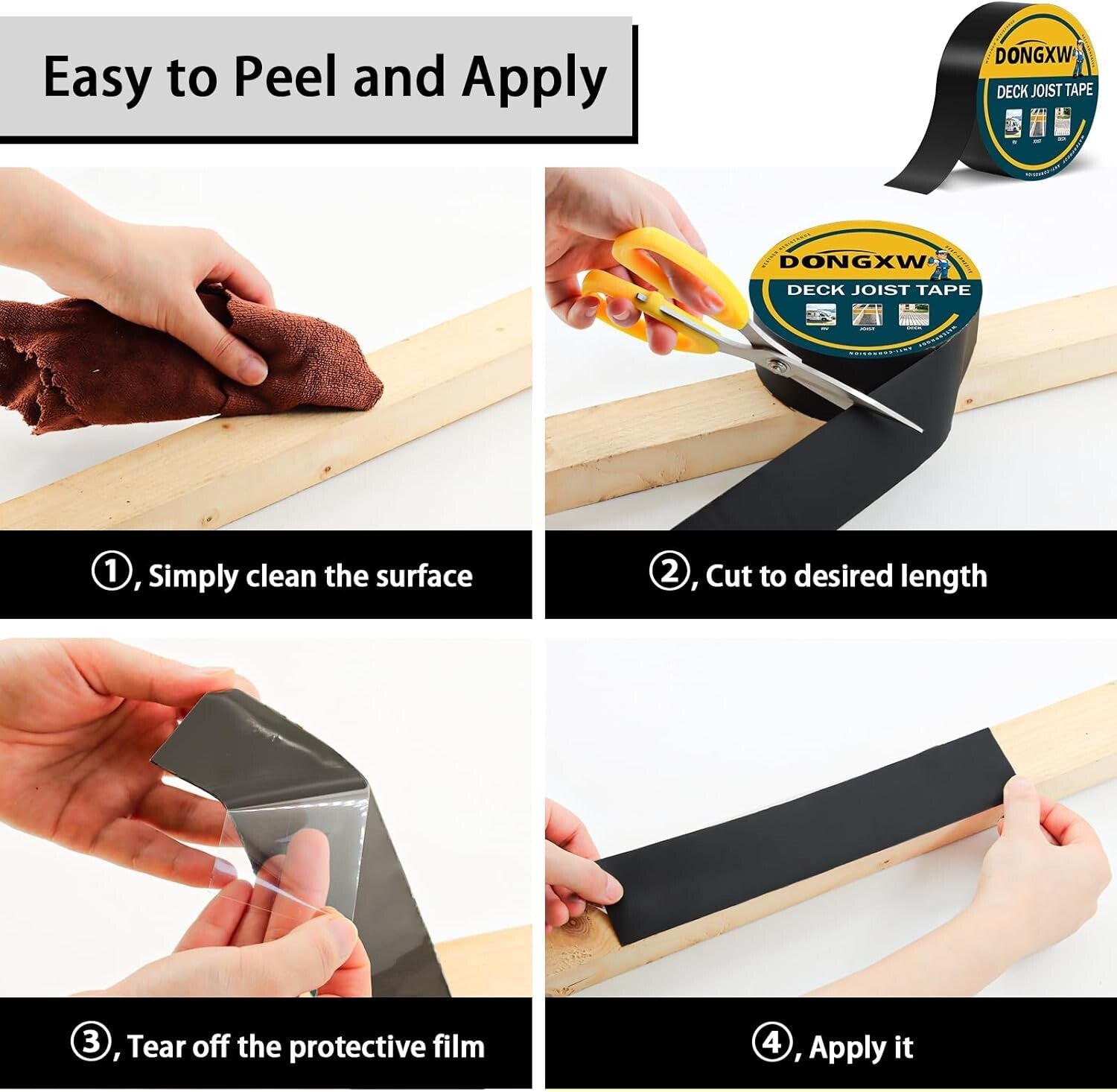 10-Pack Waterproof Butyl Deck Joist Tape 2'' x 50' - Weather Resistant Solution