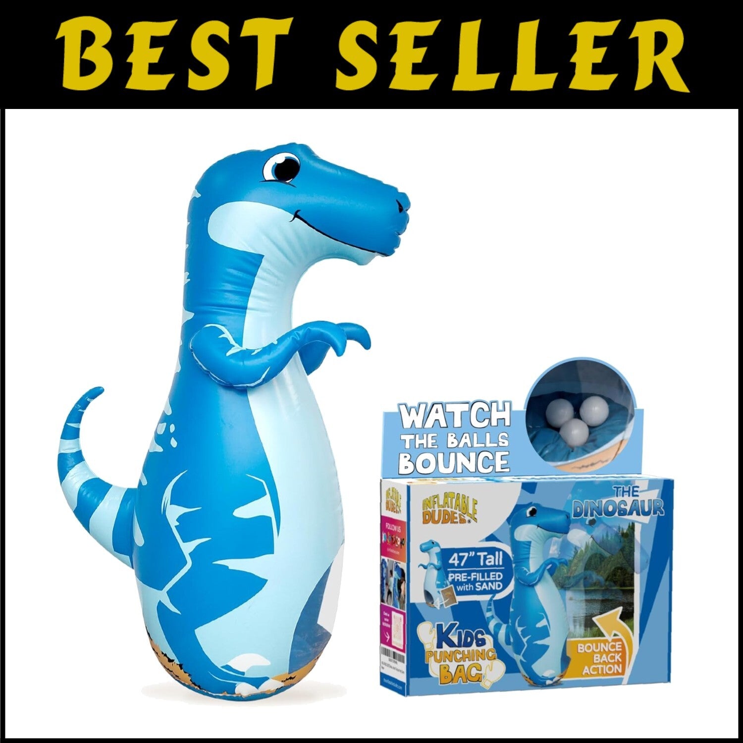 Bounce-Back Action Dinosaur Punching Bag - Kids' 47-Inch Fun Toy for All Parties