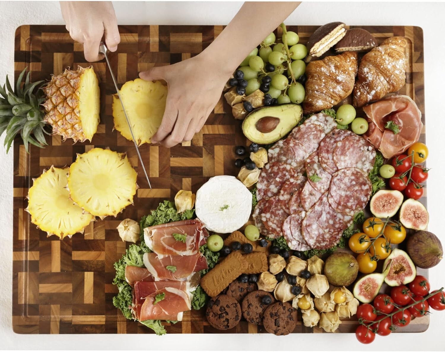 Extra Large Reversible Cutting Board - Acacia & Oak - Perfect for Meat & Cheese