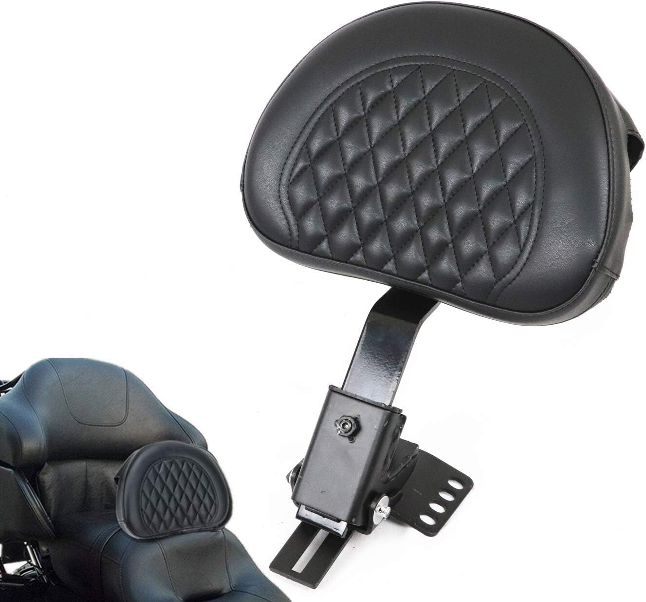 Custom Leather Rider Backrest with Storage Pouch for Road King & Street Glide