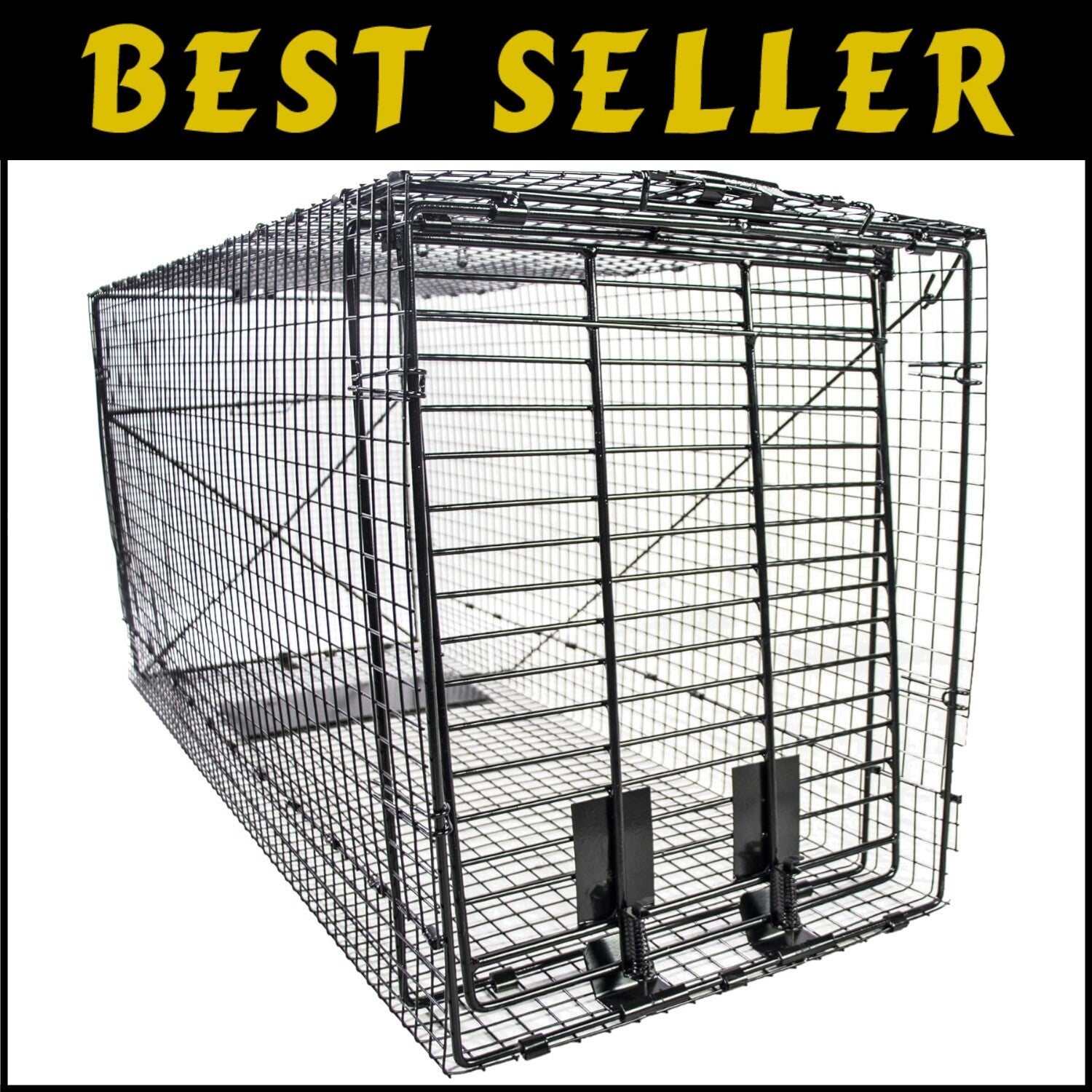 Durable 50 Inch Black Animal Trap - Capture Groundhogs, Coyotes Safely