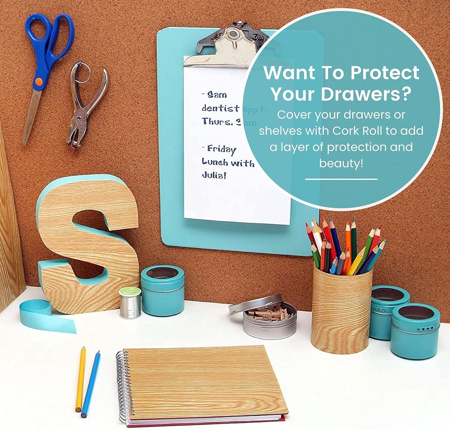 Eco-Friendly Cork Shelf Liner - 18" x 4' - Perfect for Home and Office Use