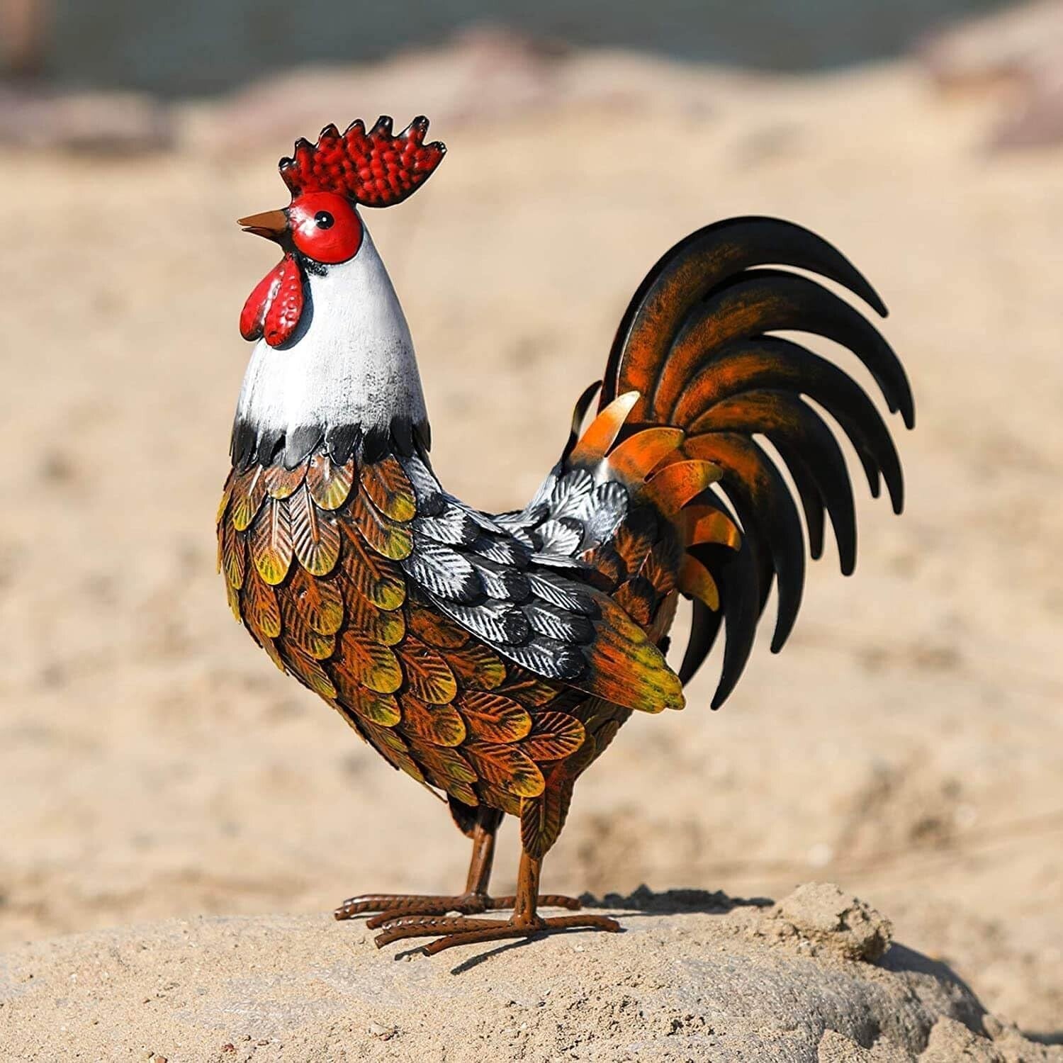 Elegant Waterproof Metal Chicken for Garden Decoration - Handmade Gift Idea