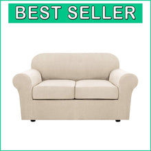 Load image into Gallery viewer, Custom Fit Natural Stretch Slipcovers for 2 Cushion Loveseat - Easy Care Design