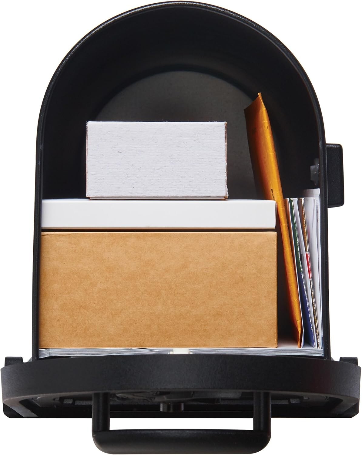 Stylish Large Capacity Post-Mount Mailbox in Galvanized Steel, Textured Black