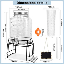 Load image into Gallery viewer, Transparent Glass Beverage Dispenser with Stand &amp; Chalkboard Label - 2 Gallons
