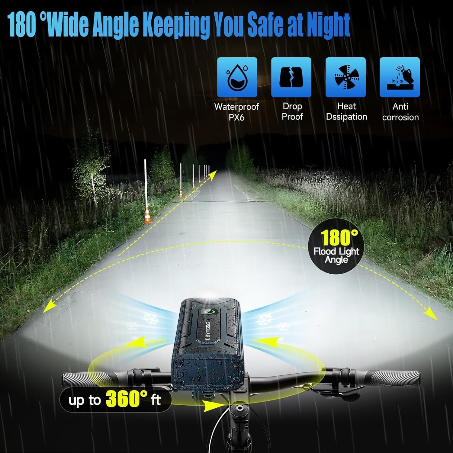 10-Mode LED Bike Headlight & Taillight Set - 48+ Hours Runtime & Safety Features
