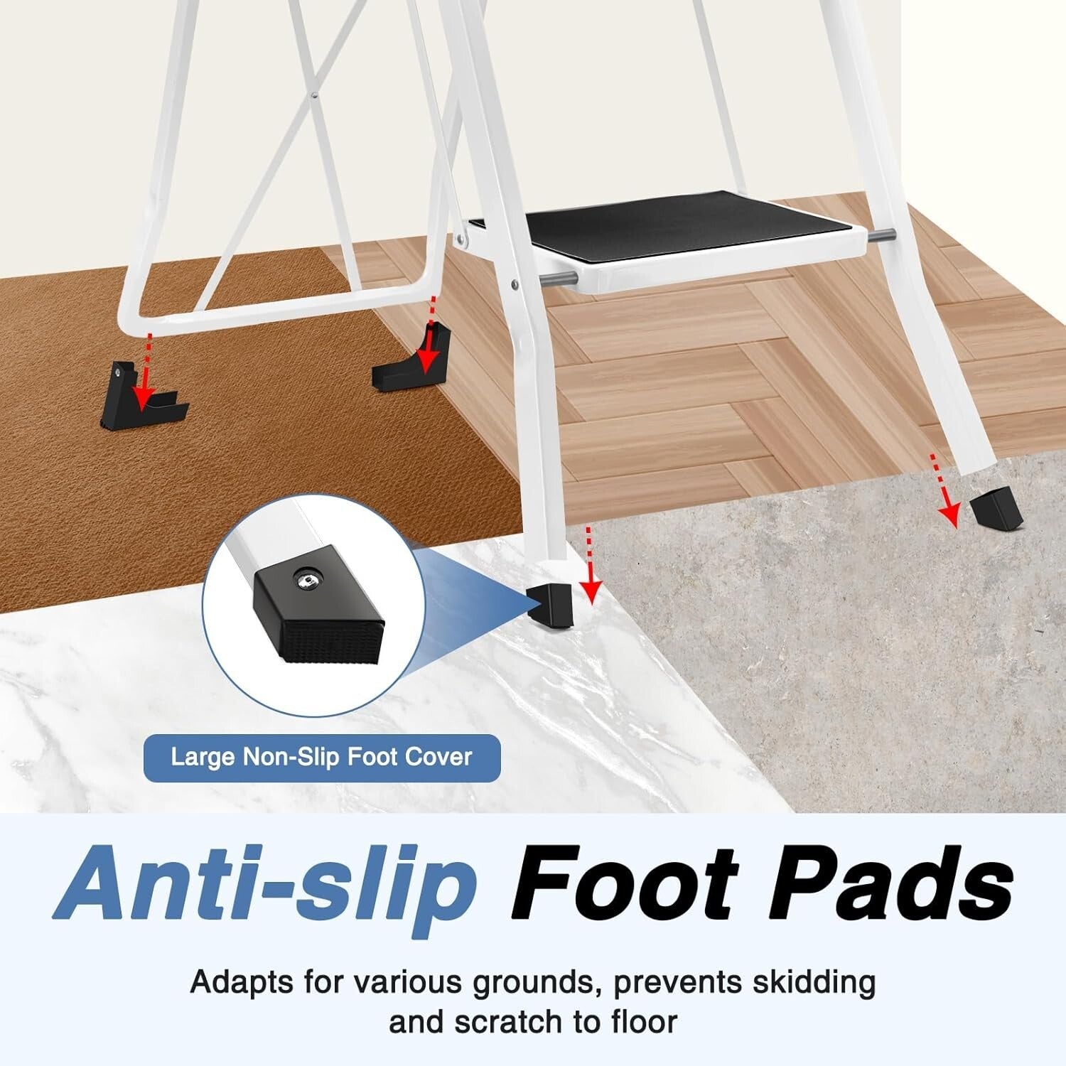 Ultra-Portable 4-Step Step Stool with Safety Handrails – Perfect for All Tasks