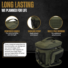 Load image into Gallery viewer, Large Insulated Lunch Bag for Work &amp; Travel - Tactical and Water-Resistant