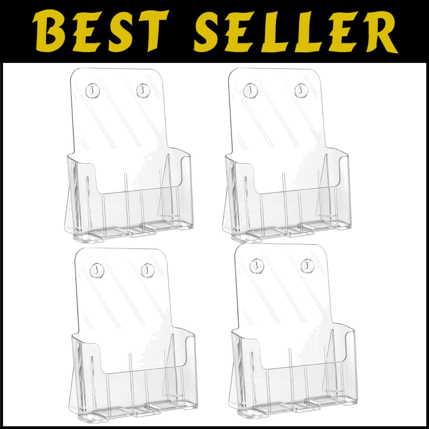 Multipurpose Clear Acrylic Flyer Holder 8.5 x 11 - Lightweight & Durable 4 Pack