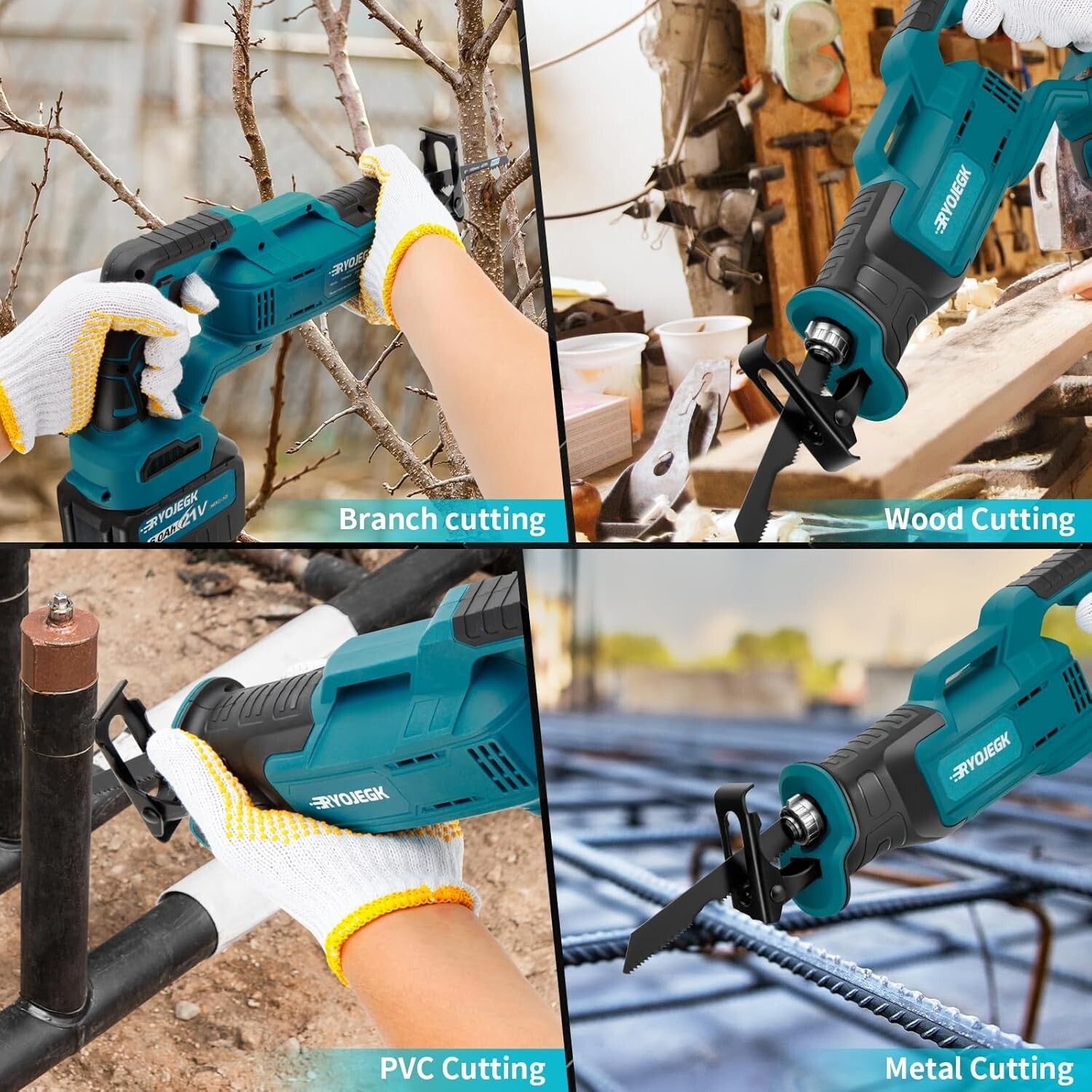 Lightweight 21V Brushless Reciprocating Saw - Cordless for Metal, Wood & PVC