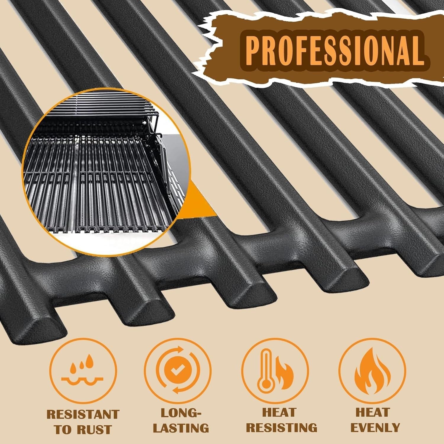 17" Cast Iron Replacement Grates for Charbroil Tru Infrared Gas Grills - 3 Pack