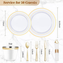 Load image into Gallery viewer, Complete Gold Plastic Dinnerware Set - 350PCS for Effortless Entertaining of 50