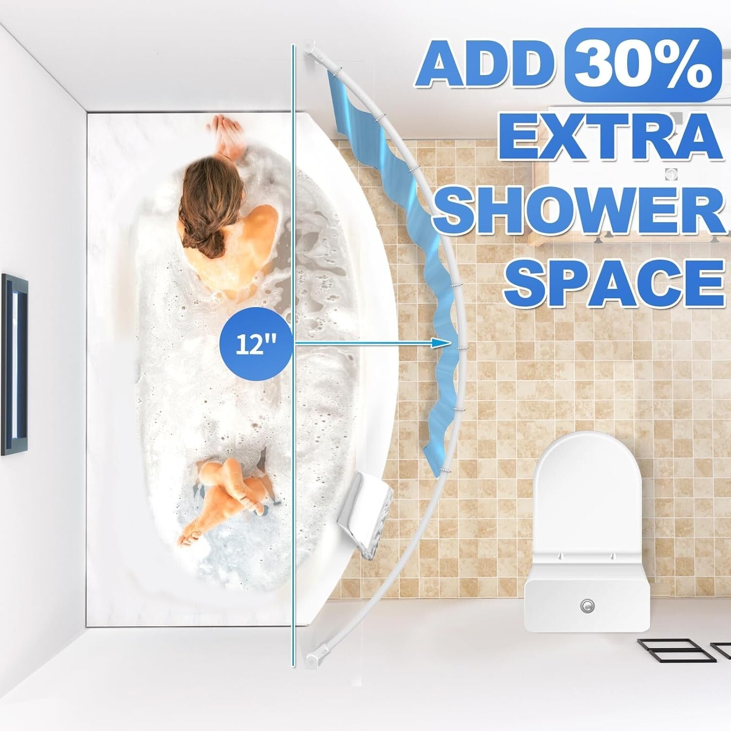 Elegant Curved Shower Curtain Rod 38-72 Inches – Wall Mounted for Ultimate Space