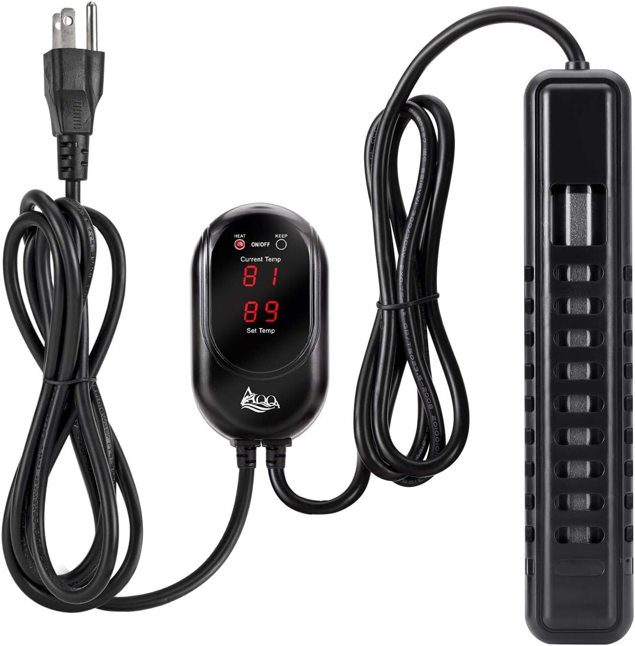 Versatile 200W Fish Tank Heater for Freshwater & Saltwater with Memory Function