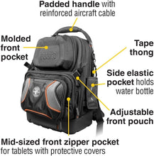 Load image into Gallery viewer, Spacious 48-Pocket Tool Bag Backpack with Reinforced Handle &amp; Adjustable Straps