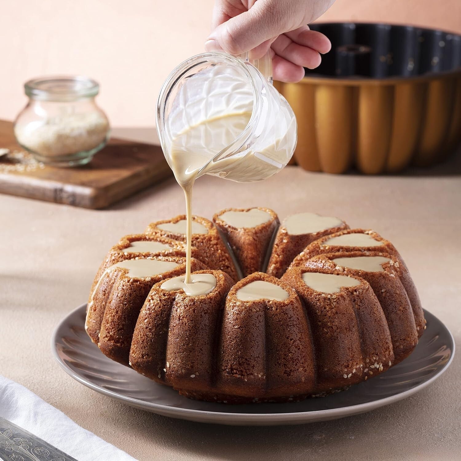 Elegant 10-Inch Heart Cake Pan with Titanium Coating for Easy Baking