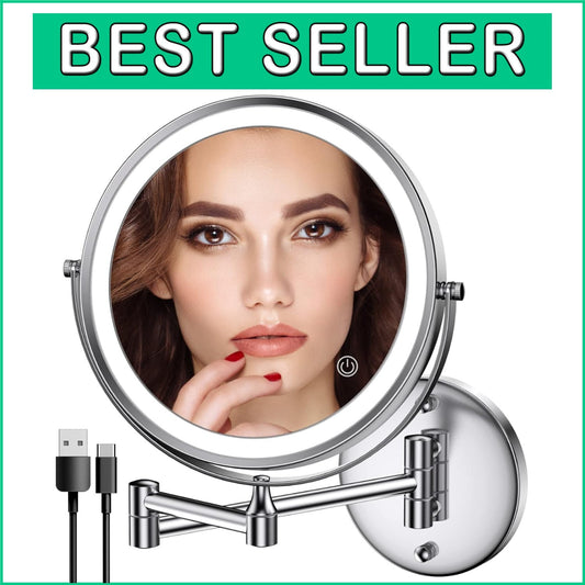 Elegant Rechargeable LED Vanity Mirror with Touch Dimmable Light - 3 Color Modes