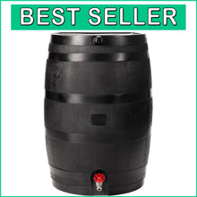Load image into Gallery viewer, Sleek Black 50-Gallon Eco Rain Barrel for Space-Saving Water Storage