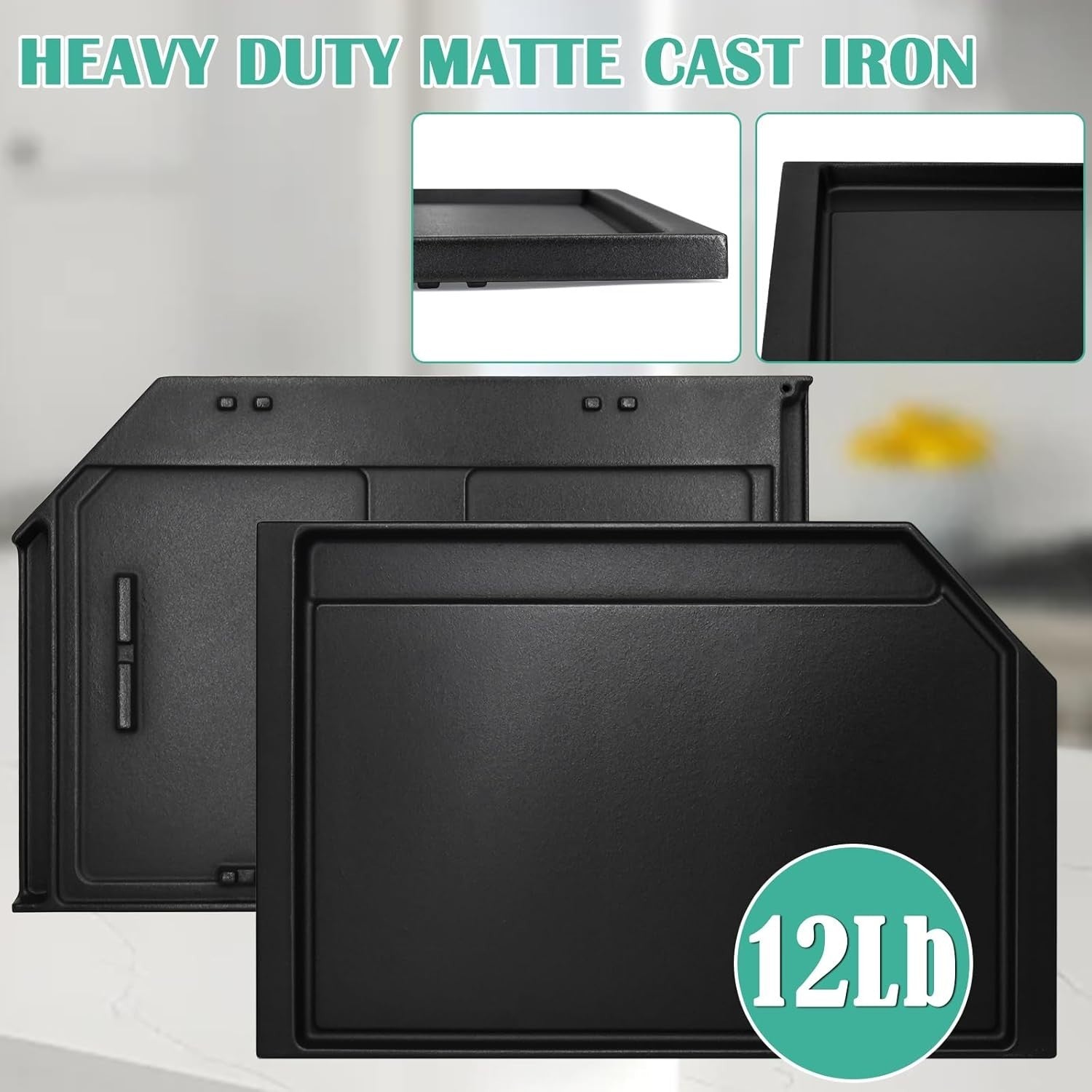 Durable Cast Iron Griddle Plate for GE Cafe & Profile Gas Stoves - 18.6" x 12.4"