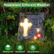 Load image into Gallery viewer, Elegant Solar-Powered Memorial Stepping Stone with Cross and Floral Carvings