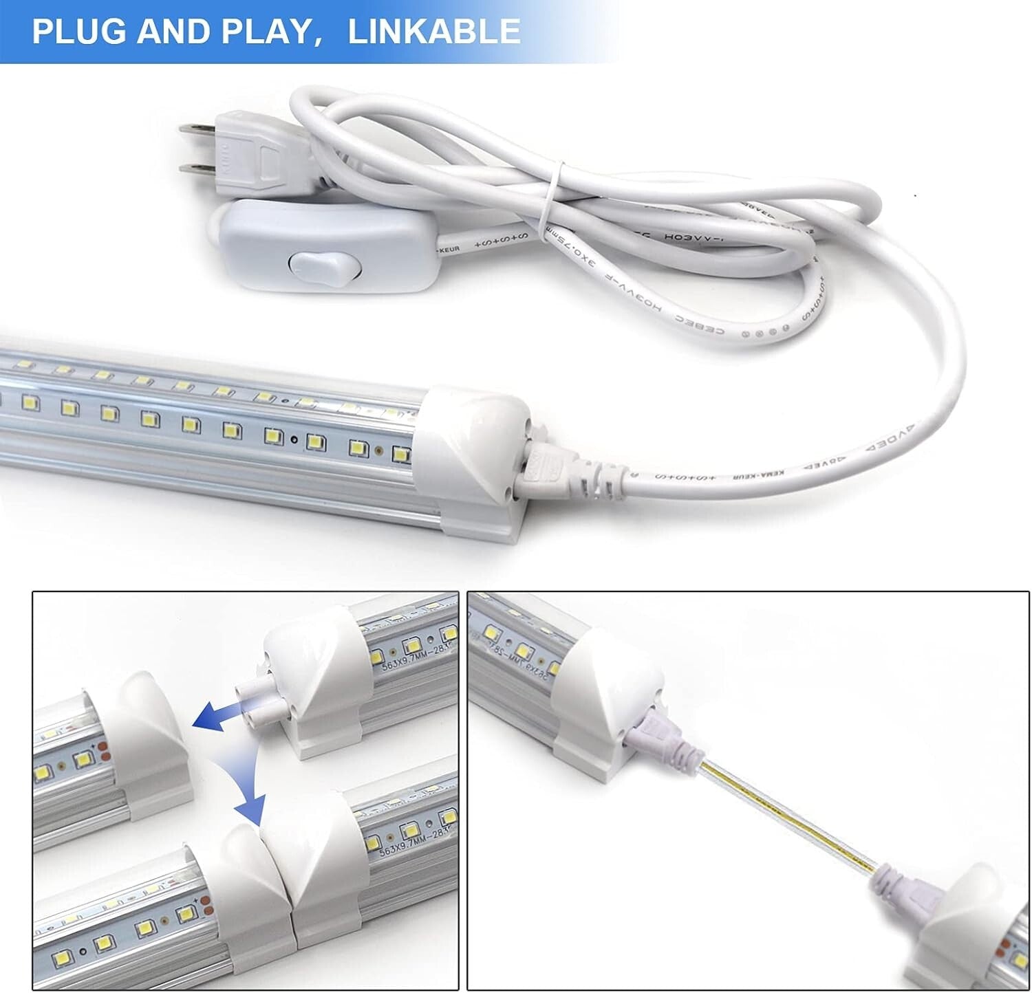 Versatile 4FT LED Tube Lights: 10-Pack, 40W, 6500K - Ideal for Garage & Office