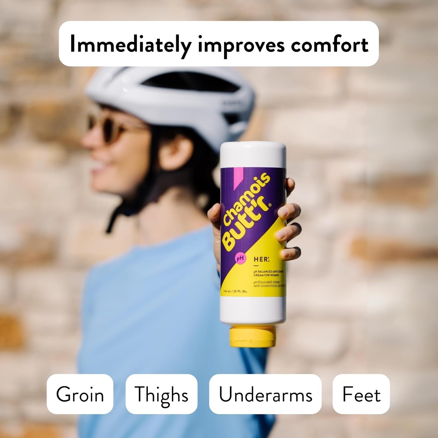 Her' Unscented Anti-Chafe Cream - Moisturizing 32 oz Tube for All Athletes