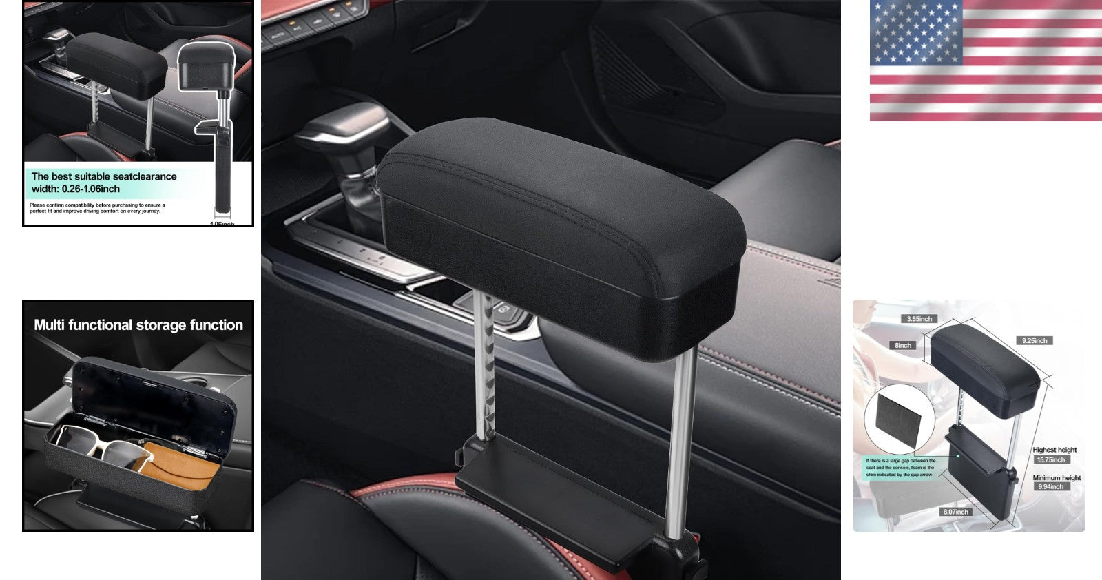 Adjustable Center Console Armrest Storage Box - Universal Fit for All Vehicles