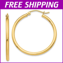 Load image into Gallery viewer, Shiny 14K Yellow Gold Hoop Earrings - Gift-Ready &amp; Available in Multiple Sizes