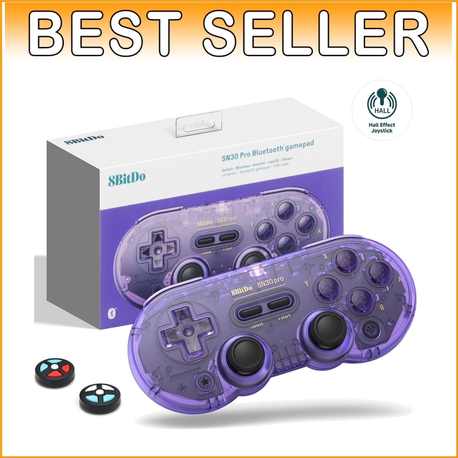 Crystal Purple SN30 Pro Gamepad - Dual Mode Wireless & USB-C for Ultimate Gaming