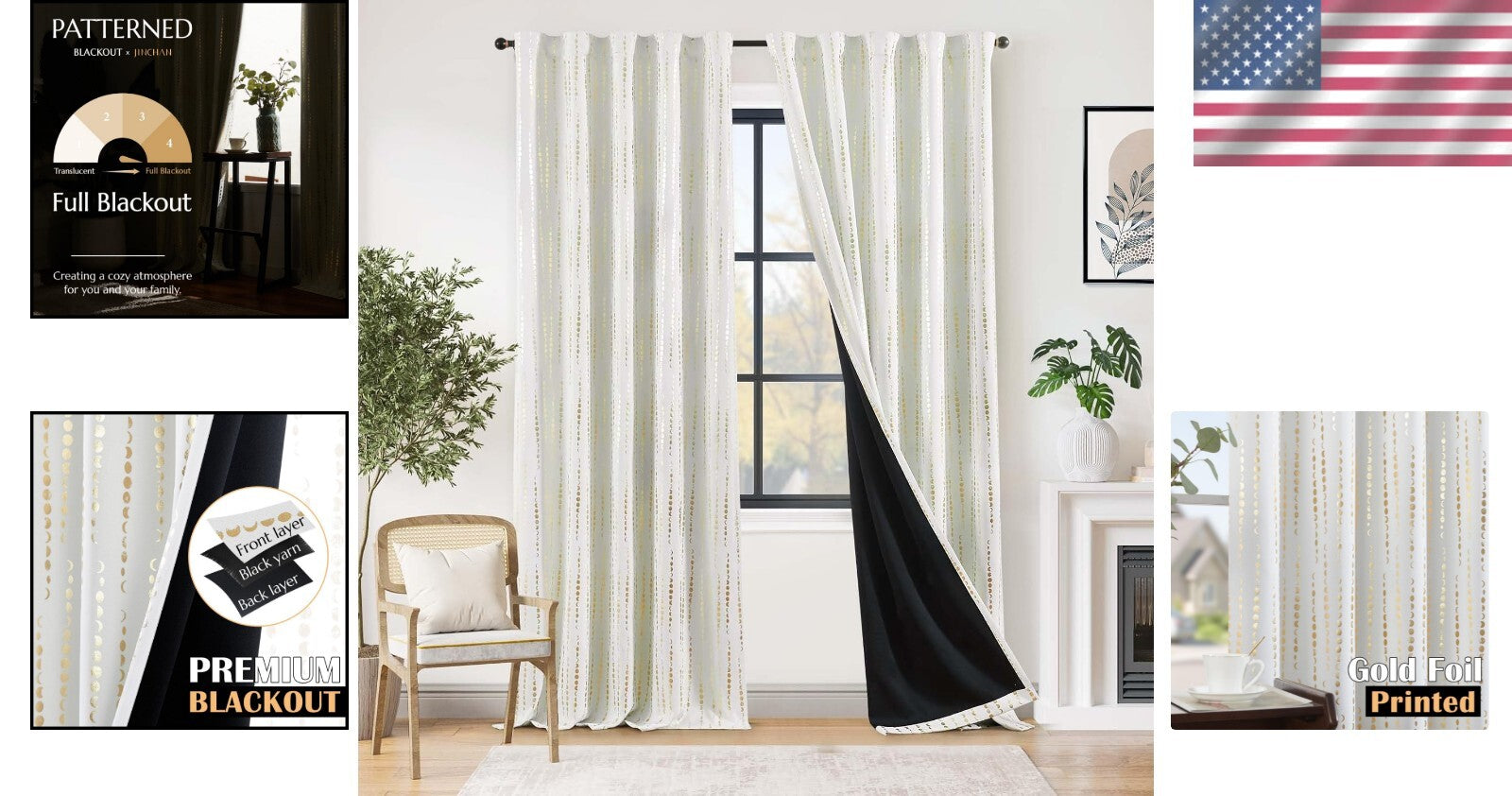 Decorative Thermal Blackout Curtains - 108 Inch Moon Phases for Modern Homes