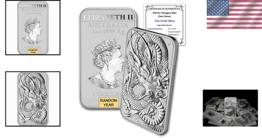2023 Perth Mint Dragon Series 1 oz Silver Coin - Lustrous Finish, COA Included