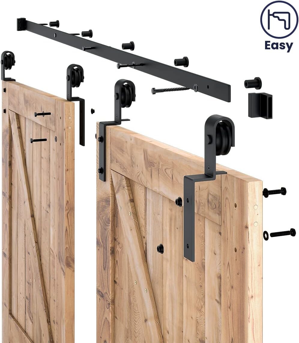 Heavy-Duty 6.6ft Sliding Barn Door Hardware - Smooth, Quiet, & Easy Install