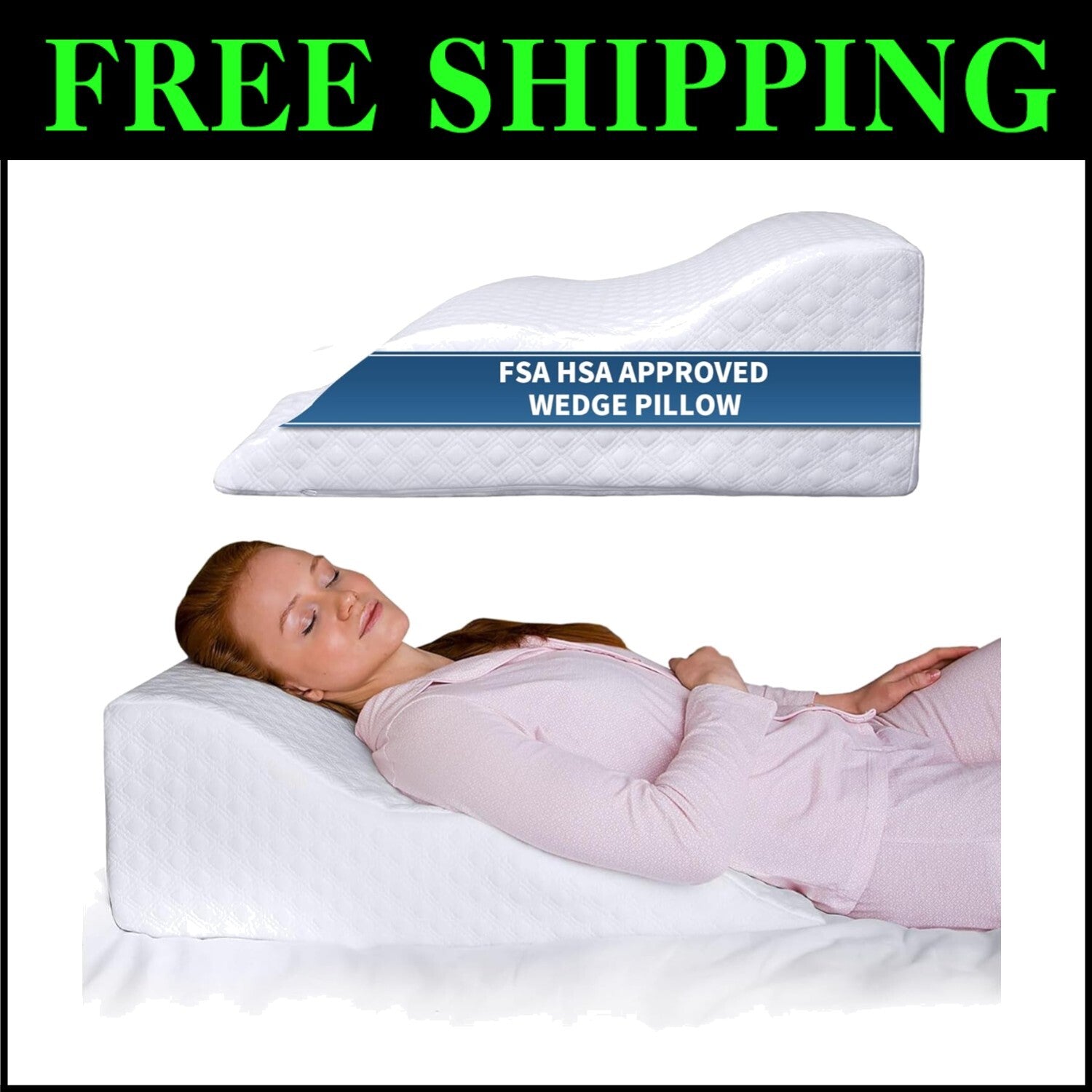 Memory Foam Wedge Pillow with Washable Cover - Perfect for Back & Knee Support