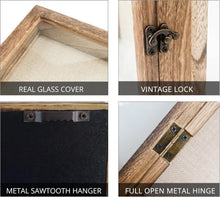 Load image into Gallery viewer, Lockable Memorabilia Shadow Box 13x16 with Hinged Glass Door - Carbonized Black