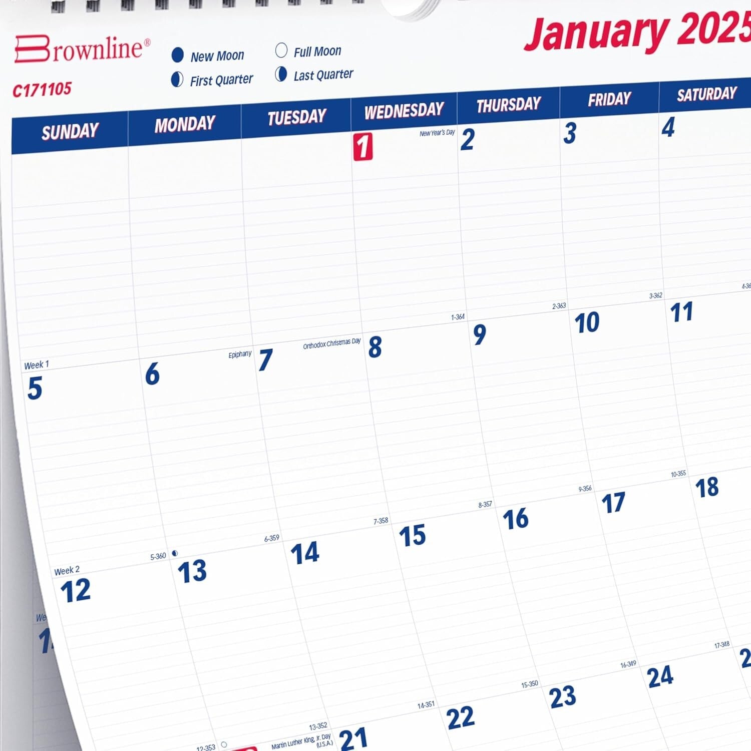 Elegant 2025 Wall Calendar - Monthly Layout with Eyelet Hanger & Reference Dates