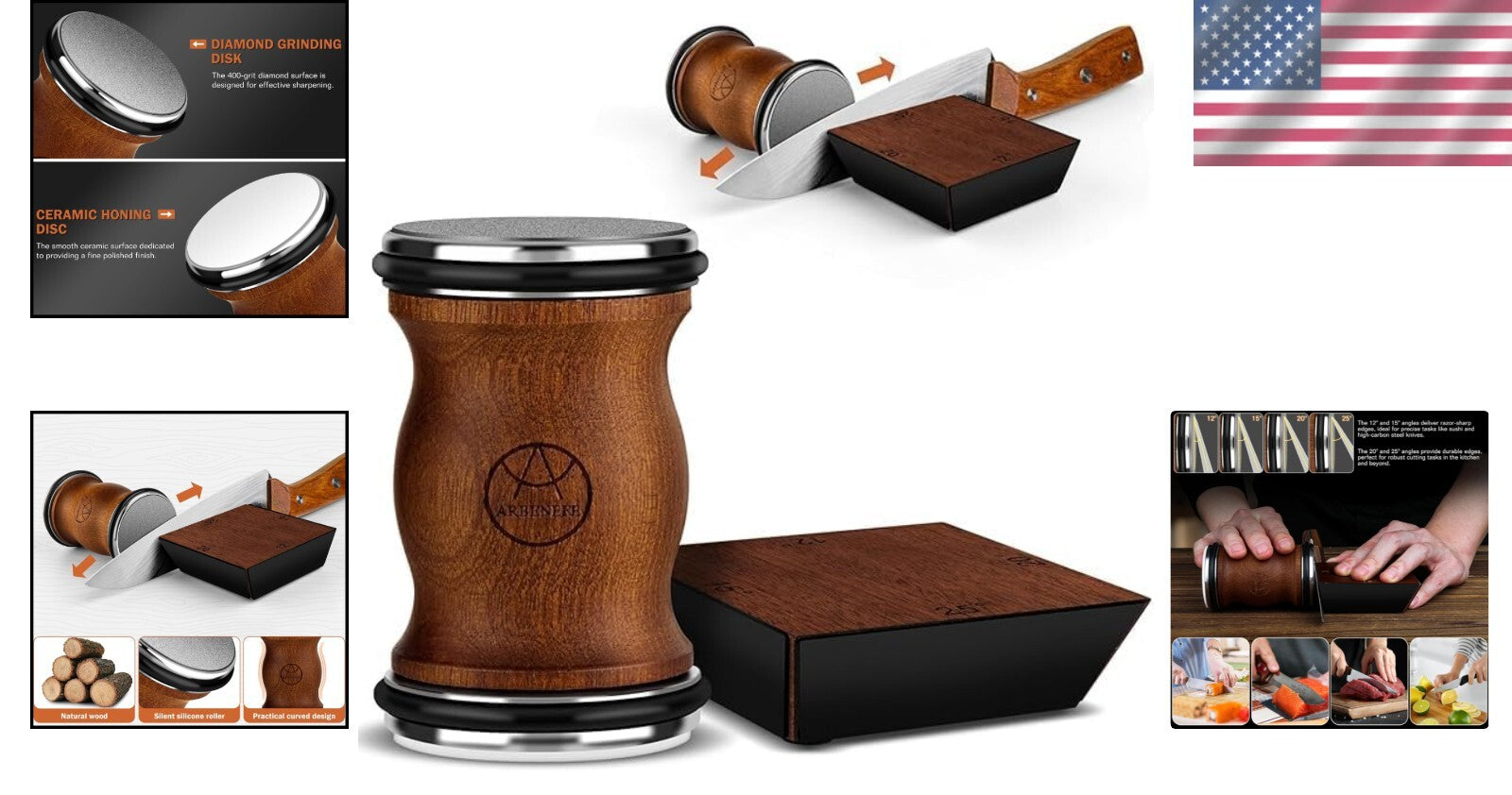 Effortless Kitchen Knife Sharpening Kit with Gift Box - 4 Adjustable Angles