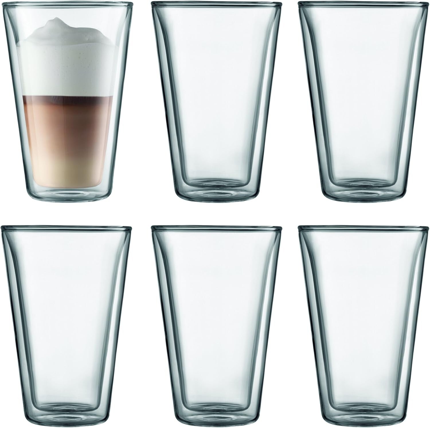 Elegant Clear Double Wall Glass Set of 6 - Perfect for Hot and Cold Beverages