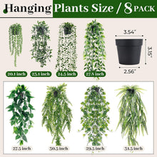 Load image into Gallery viewer, 8-Pack Artificial Hanging Plants in Elegant Black Pots - Indoor Greenery Decor