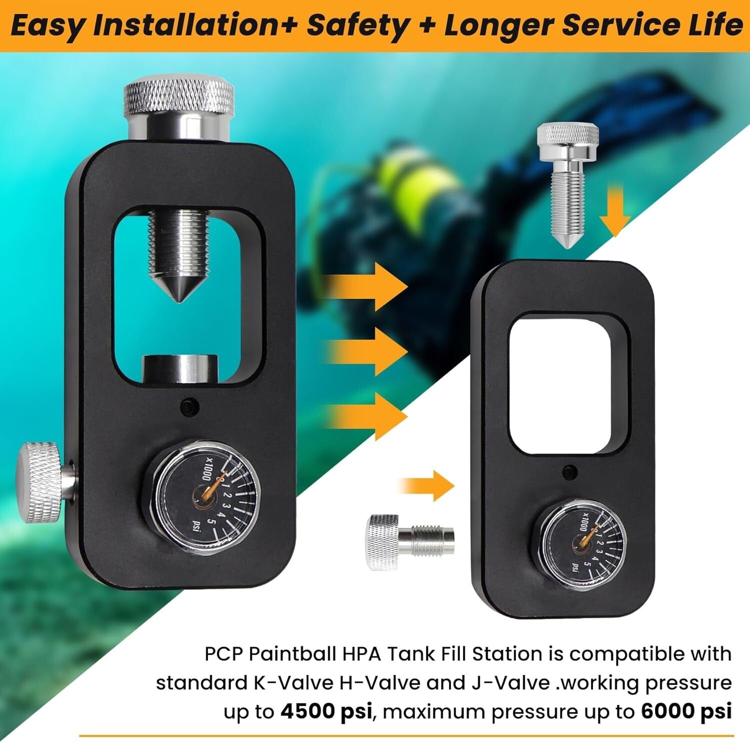 Versatile Paintball & HPA Tank Filling Adapter with Stainless Steel Design