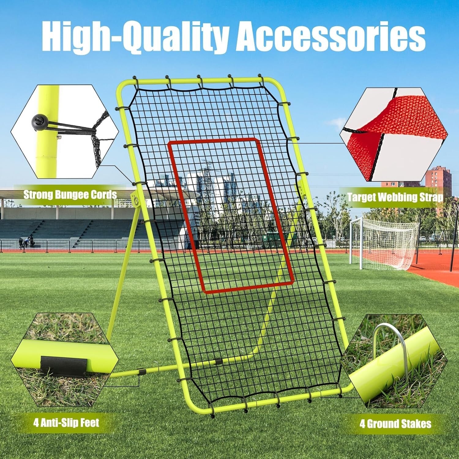 Durable 7x4 FT Sports Rebounder with Steel Frame for Soccer, Volleyball & More