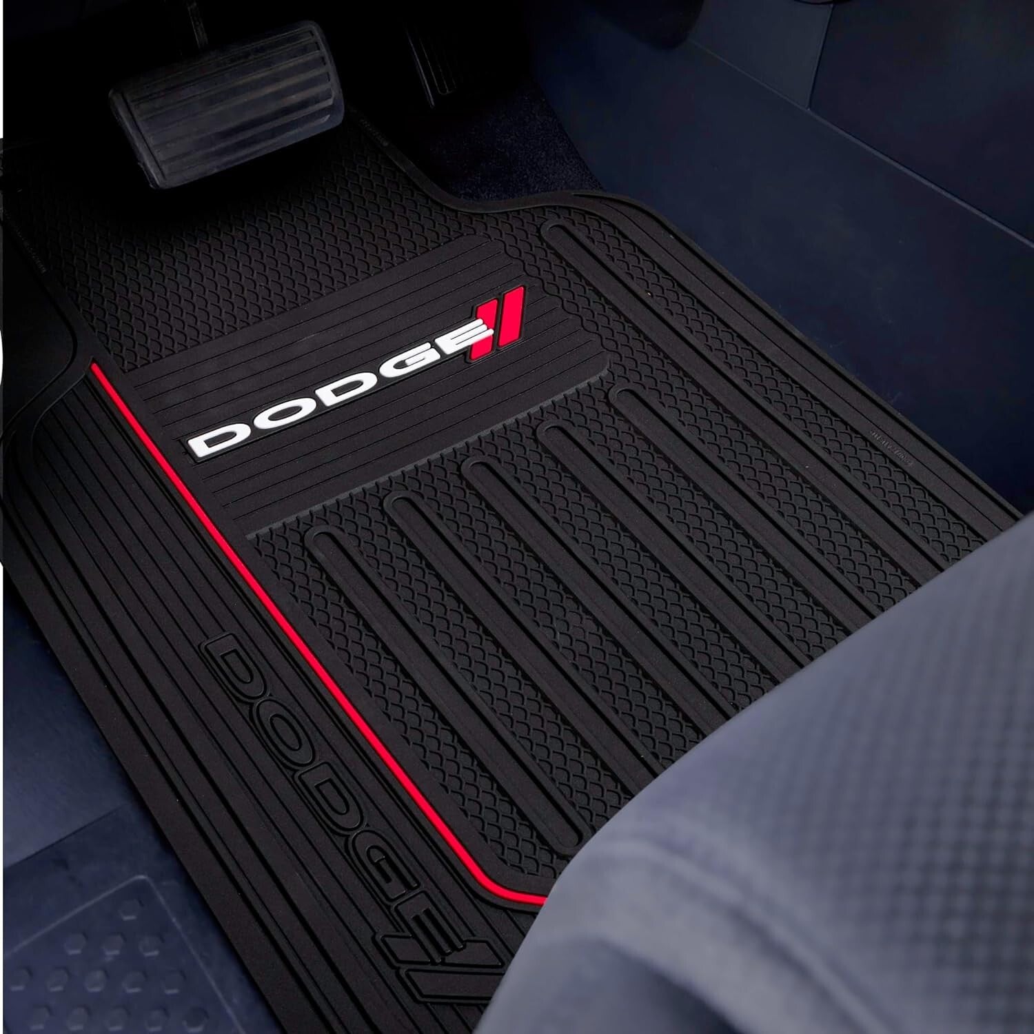 Dodge Elite Series Universal Floor Mat Set - Stylish Black PVC Protection