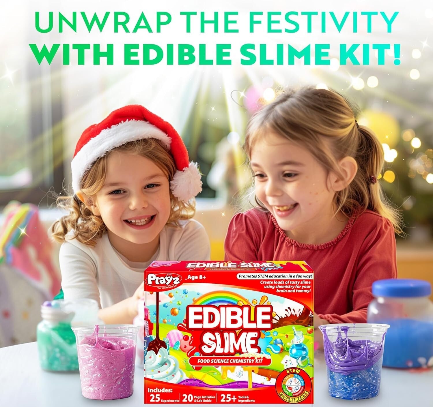 Edible Slime Candy Making Science Kit - 25 Fun Experiments for Kids Aged 8-12